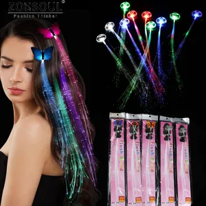 Led Light Up Fairy Hair Piece 13.7inch Glow In Dark Luminous Straight Clip in Hair Extension Accessories For women girls par