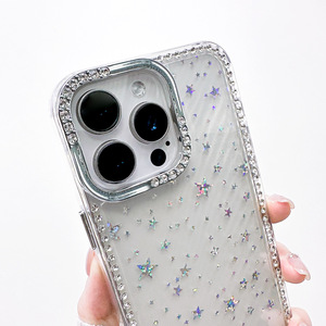 Luxe Flash Diamant Cadre Étoile Téléphone étui pour <span class=keywords><strong>Apple</strong></span> iPhone 16 15 14 13 12 <span class=keywords><strong>Pro</strong></span> <span class=keywords><strong>Max</strong></span> <span class=keywords><strong>11</strong></span> Gradient Conch Shell Antichoc Couverture Arrière - Product Image 3