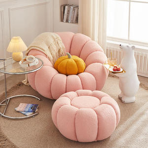 Sillón Puff Tipo Calabaza Individual con Reposapiés para Dormitorio, Sala de Estar o Patio - Product Image 2