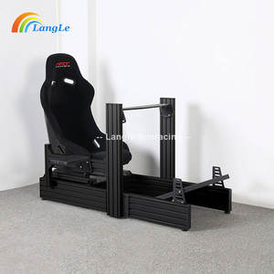 Cockpit de simulateur de course professionnel en aluminium 4040 réglable pour <span class=keywords><strong>Fanatec</strong></span> Logitech et Thrustmaster avec support de siège et inclinaison de pédale - Product Image 1