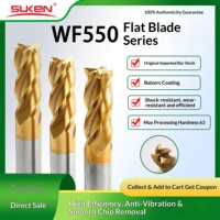 Fraise à quatre dents à fond plat CNC en alliage d'acier au tungstène Suken WF550 avec revêtement haute dureté 55 degrés 65HRC, fabriquée en Chine