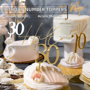 Adornos Acrílicos para Cupcakes y Pasteles, Números del 30 al 60, Varios, para Cumpleaños, Día del Padre, Aniversario, Decoraciones para Fiestas - Product Image 2