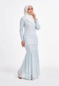 SIPO malaisienne femmes musulmanes en dentelle Kurung bleu brumeux, encolure ronde, vente en gros au Vietnam, 2023 - Product Image 6