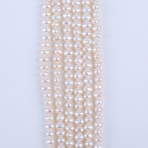 Perlas de Agua Dulce Naturales de 4-5 mm, Casi Redondas, Forma de Patata Elíptica, Hilo de Perlas Sueltas para Manualidades, Venta al por Mayor - Product Image 4