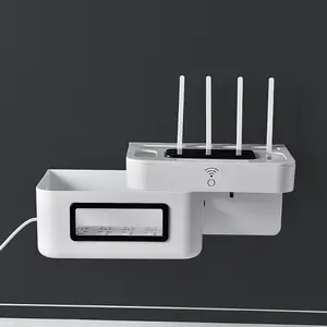 AA512 Wall-mounted Wire Storage Box Power Strip Cable Management Box Anti Dust Router Power Strip Arrangement Wall Shelf