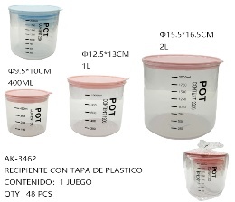 Recipientes de plástico para almacenamiento con tapas de rosca de 400 ml, 1 litro, 2 litros, recipientes multiusos para almacenamiento de alimentos en la cocina, redondos, de material PP - Product Image 1