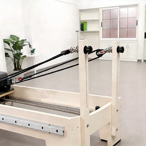Lit de Pilates Reformer en chêne blanc avec glissière silencieuse pour entraînement du tronc, idéal pour la maison et le studio - Product Image 5