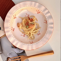 Assiette creuse en céramique avec nœud décoratif, résistante aux hautes températures, sous glaçure, vaisselle de petit-déjeuner pour la maison