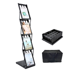 Zig Zag Magazine Stand, Literature Display Rack, <b>A4</b> Size, Tiered Design, Portable - Product Image 1