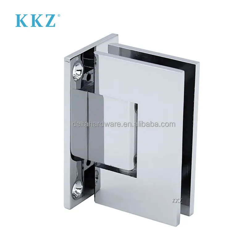 KKZ produsen tugas berat dipoles krom cermin Shower Hinges 3/8 "untuk 1/2" kaca pintu perangkat keras aksesoris