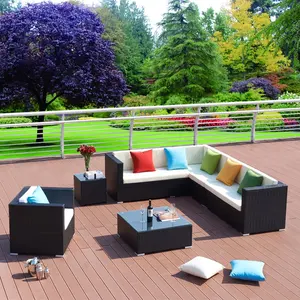 Современный Лидер продаж открытый диван из ротанга с чайным столиком набор садовый Двор Солнечный двор Патио Водонепроницаемый диван мебель