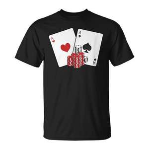 T-shirt Poker Player Aces Cards Chips pour adulte, vêtements décontractés unisexes - Product Image 1