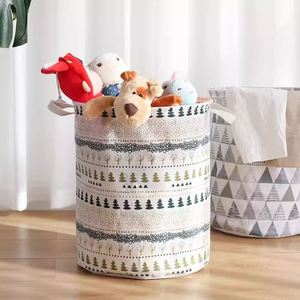 Wholesale Foldable Large Capacity Cotton Linen Laundry <b>Hamper</b> Canvas <b>Storage</b> Organizer with Handle for Home Use - Product Image 4