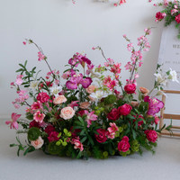 Dekorasi Pernikahan Bunga Sutra Buatan Mewah dengan Mawar Buatan Tangan yang Tahan Lama dan Desain Floral untuk Lantai Balap dan Penggunaan di Rumah