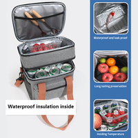 Sac de pique-nique portable isolé de 20 litres à grande capacité personnalisé sac à lunch à double épaisseur boîte de rangement réutilisable et étanche pour camping en plein air