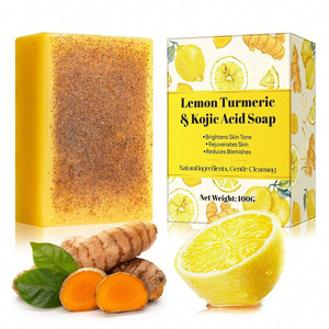Venta al por mayor de jabón de baño de limpieza personalizado con vitamina C, aceite esencial de planta, limón, cúrcuma, jabón de Ácido Kójico - Product Image 1