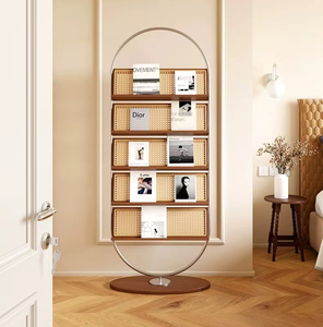 Librería de ratán y Metal ovalada creativa de gran venta Longstar 2025, organizador de almacenamiento escalonado para estudio en el hogar/sala de estar - Product Image 3