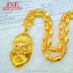 Pendentif roi <span class=keywords><strong>singe</strong></span> de Dubaï en or Collier de perles d'olive en laiton plaqué or Bijoux pour hommes - Product Image 6