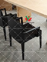 Chaise de salle à manger moderne en bois, chaise de salle à manger noire avec accoudoirs