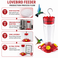 Mangeoire à colibris 14oz en plastique transparent, abreuvoir suspendu pour oiseaux, jardin extérieur, vente en gros, personnalisable
