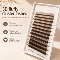 Faux cils en bande 3D marron, effet velours, à petites fleurs, denses, volumineux et effilés, accessoires pour cils