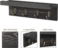 Étagère murale à 4 crochets en bois massif au design moderne et écologique avec étagères pour le rangement du salon