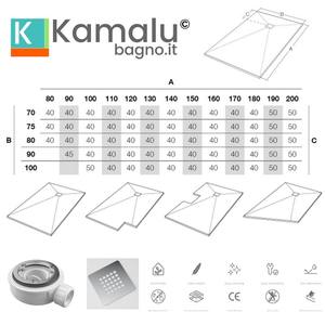 Receveur de douche Kamalu Modern Style 80x120 gris colombe avec KAM-CP100 en marbre artificiel et granit effet pierre - Product Image 4