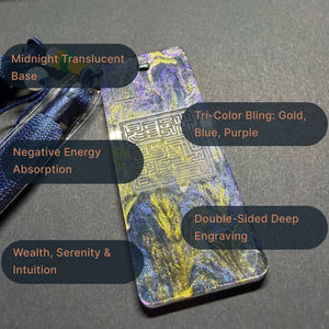 Talisman Galaxie Nocturne en Acrylique <span class=keywords><strong>Noir</strong></span> Translucide avec des reflets Tricolores Or, <span class=keywords><strong>Bleu</strong></span> et Violet pour une Protection et une Terrestrisation Ultimes - Product Image 2