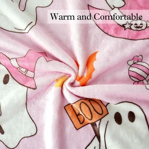 ผ้าห่มพิมพ์ลาย Pink Ghost Boo ผ้าฟลานเนลเนื้อนุ่ม อบอุ่น น่ารัก สนุกสนาน เหมาะสำหรับโซฟาและเก้าอี้ - Product Image 3