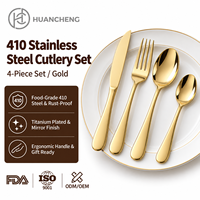 Ensemble de couverts en acier inoxydable 410 avec revêtement en titane, couteaux à steak, fourchettes, cuillères, ensemble de 4 pièces, vaisselle occidentale, ensemble cadeau