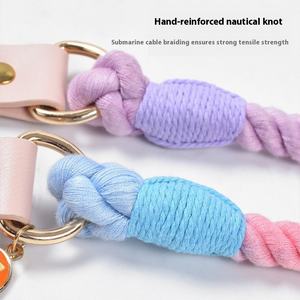 Conjunto <span class=keywords><strong>de</strong></span> correa <span class=keywords><strong>de</strong></span> perro tejida hecha a mano, collar <span class=keywords><strong>de</strong></span> cuero <span class=keywords><strong>de</strong></span> moda colorido, cinta <span class=keywords><strong>de</strong></span> algodón, Material suave sólido para mascotas para <span class=keywords><strong>Amazon</strong></span>, venta al por mayor - Product Image 3