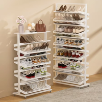 UZIA-202-4.6 Meuble à chaussures télescopique coulissant convertible en métal moderne, rotatif à 360°, pliable, pour salle à manger et maison