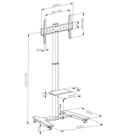 Support de télévision mobile sur pied, réglable en hauteur, avec étagère pour appareils, pour usage résidentiel intérieur multi-scènes