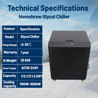 Refroidisseur d'eau et de glycol de brasserie 1Hp de vente chaude pour la pompe de brassage domestique et les composants de noyau de récipient à pression capacité de 50L à 300L
