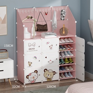 <span class=keywords><strong>Scarpiera</strong></span> Moderna <span class=keywords><strong>Rosa</strong></span> Estensibile a 4 Cubi e 8 Ripiani con Appendiabiti per Soggiorno e Magazzino - Product Image 4