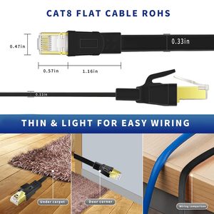 <span class=keywords><strong>Cable</strong></span> <span class=keywords><strong>Ethernet</strong></span> CAT8 de <span class=keywords><strong>25</strong></span> pies, alta velocidad, resistente, 40 Gbps, 2000 Mhz, conector RJ45 chapado en oro para módem, enrutador, interruptor, juegos - Product Image 3