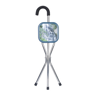Cleye Stainless Steel <b>Folding</b> Cane <b>Stool</b> With Seat For Elderly Outdoor Use - Product Image 5
