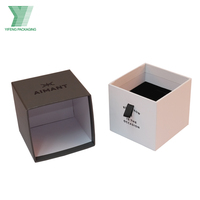 Boîte à montre en carton rigide écologique avec logo personnalisé, finition mate, doublure en éponge, boîte cadeau de luxe haut de gamme pour bijoux