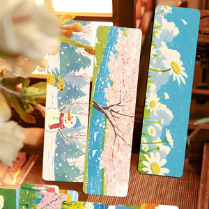 Wholesale 30PCS Eco-Friendly UV Printed Cartoon Style Outdoor Landscape Design Bookmarks Quality Paper 15CM Length Promotional