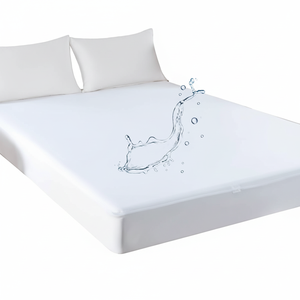 Housse de protection de matelas imperméable en coton éponge et bambou pour lit hypoallergénique - Product Image 1