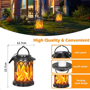 Juego de 2 Faroles Solares con Llama Parpadeante para Exteriores, con Clip, para Jardín, Patio, Camping, Decoración de Fiestas - Product Image 4