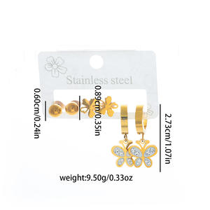 MW Nuovi <span class=keywords><strong>Orecchini</strong></span> alla Moda a Forma di <span class=keywords><strong>Cerchio</strong></span>, Farfalla, Croce e Cuore, Placcati <span class=keywords><strong>in</strong></span> Oro 18K, <span class=keywords><strong>Acciaio</strong></span> Inossidabile Unisex, Set di <span class=keywords><strong>Orecchini</strong></span> a Perno Geometrici con Zirconi - Product Image 5