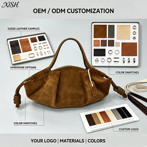 Sac à main en daim véritable XISHANG personnalisé OEM, design vintage avec nœud, sac à bandoulière pour femmes, usage quotidien - Product Image 3