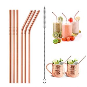 Pailles réutilisables en acier inoxydable 304, droites et courbées, pour fêtes, restaurants et bars – Vente en gros - Product Image 1