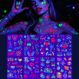 Autocollants de tatouage rétro années 90 Pop Art, cassette fluorescente vibrante, boombox, disco, <span class=keywords><strong>techno</strong></span>, couleurs vives, décalcomanies temporaires pour le corps - Product Image 6