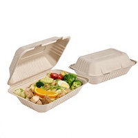 Boîte alimentaire jetable multi-tailles personnalisée, boîte à lunch biodégradable en forme de coquille pour emballages de plats à emporter (burger, salade, pâtes, nouilles)