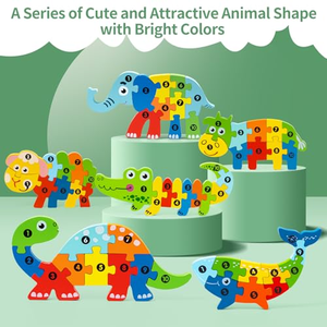 Nuevo Diseño, 22 Estilos, Rompecabezas de Madera 3D de Dinosaurios, Juego de Rompecabezas de Animales Educativos - Product Image 4