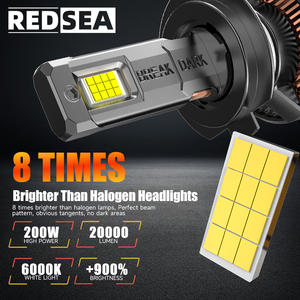 Redsea R20b Super Helder 200W 50000lm Twee Koperen Buizen Auto Led Koplampen Ip68 H7 Led Auto H4 H11 High Power Led Koplampen - Product Image 2