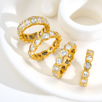 Cincin Baja Anti Karat Lapis Elektroplating Zirkon Desain Niche Mewah Ringan Gaya Jepang Korea Laris Manis Grosir Kelas Atas