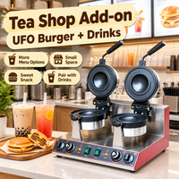 Nouvel équipement commercial 2026 : Machine à gaufres, paninis et burgers en forme de soucoupe volante UFO avec température réglable